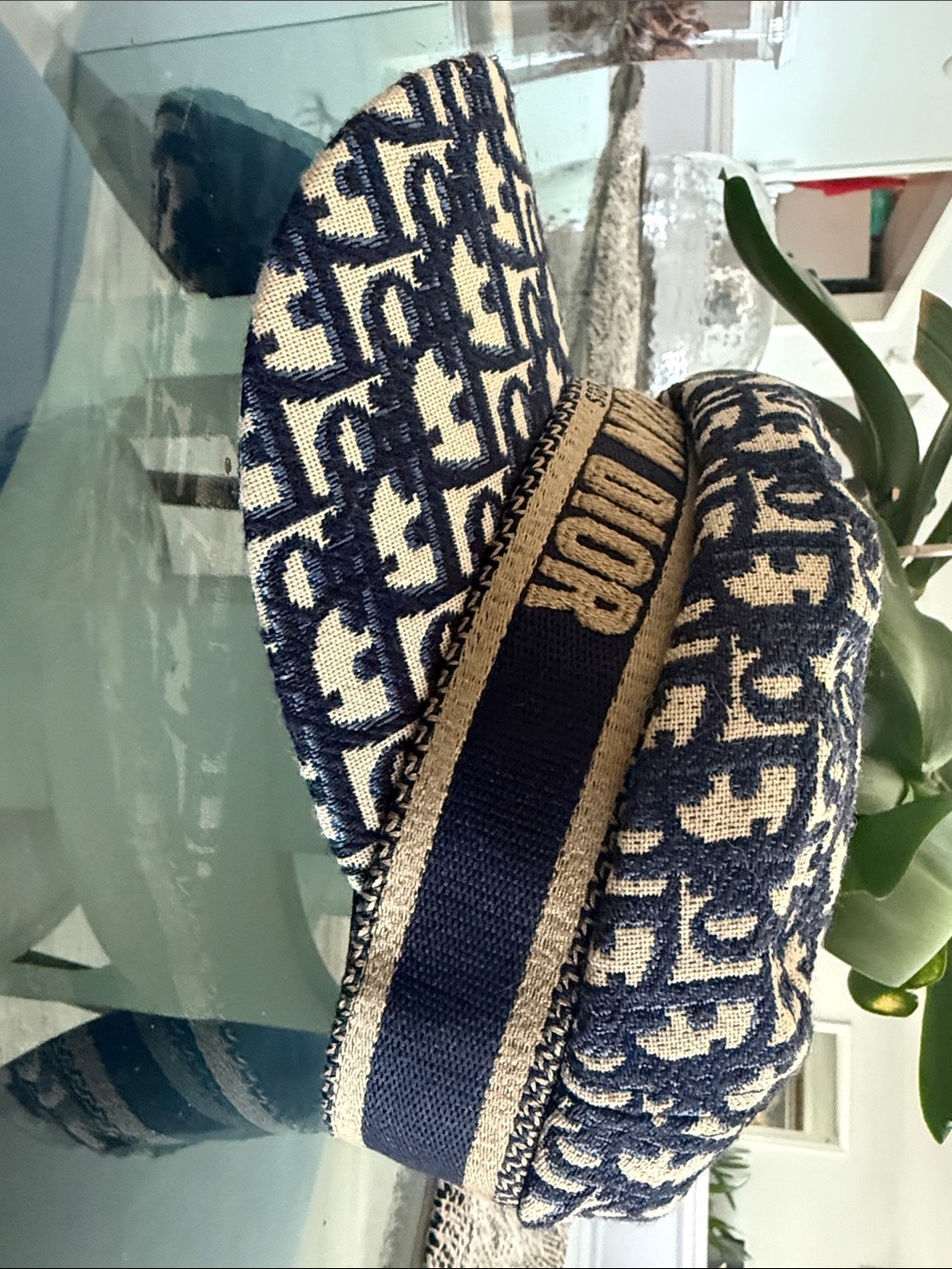 Dior Navy and Cream Jacquard Logo Baker Boy Hat - Christian Dior Paris - Picture 3 of 5